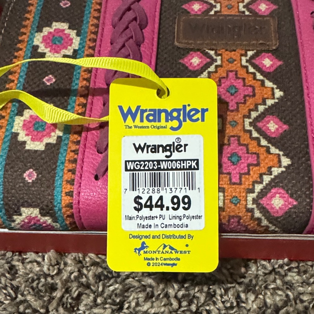 Wrangler Multicolor Patterned Wallet with Pink Trim - Picture 2 of 11